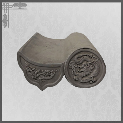 Tuile de toit non vitrée de Dragon Pattern Clay Grey Color Eaves de style chinois
