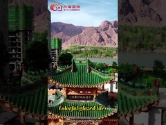 Jardin fait main vitré par vert chinois de Chambre de thé de terre cuite de tuiles de toit de belvédère