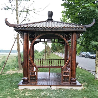 qualité  Outdoor Pavilion Chinese Wood Gazebo Hexagonal 3m Antique Garden Pagoda Usine