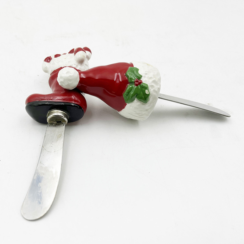 Chapeau de Noël chaussure de Noël poignée peinte à la main avec lame en acier inoxydable dispersant de fromage dispersant de beurre
