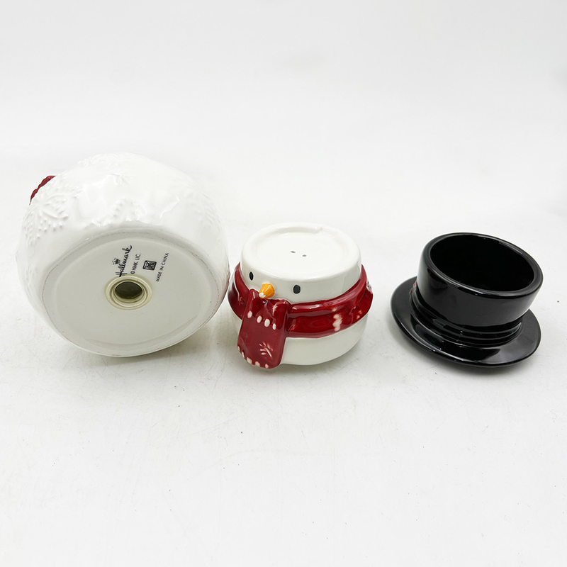 Homme de neige cadeau en céramique créatif trois pièces ensemble de salle et poivre shakers modèle personnalisé