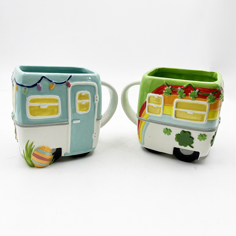 16 oz cadeau personnalisé pour enfants art populaire céramique matériel tasse de café bus tasse de dessin animé pour boisson chaude
