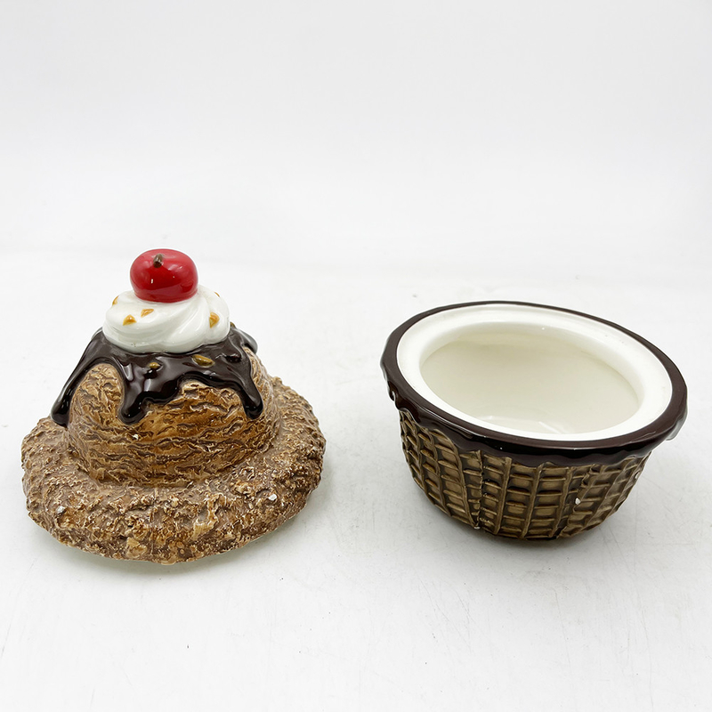 Produit de porcelaine Cute Ceramique Cadeau Crème glacée Jar Contenant bougie pour la décoration de la maison 6,5 pouces de haut