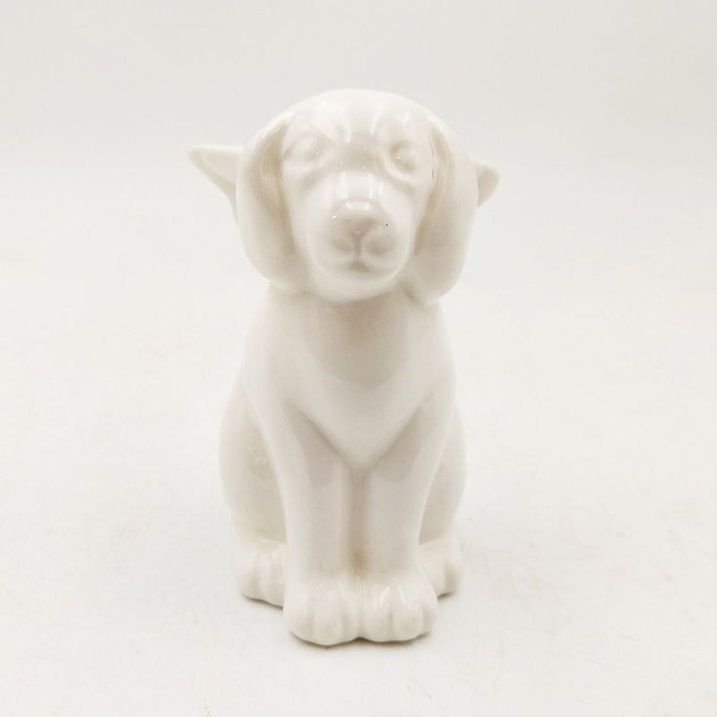 Animaux en céramique vitrée Chien blanc créatif avec des ailes Figurine peinte à la main Collectables Chien Amoureux Cadeau Décoration de jardin à domicile