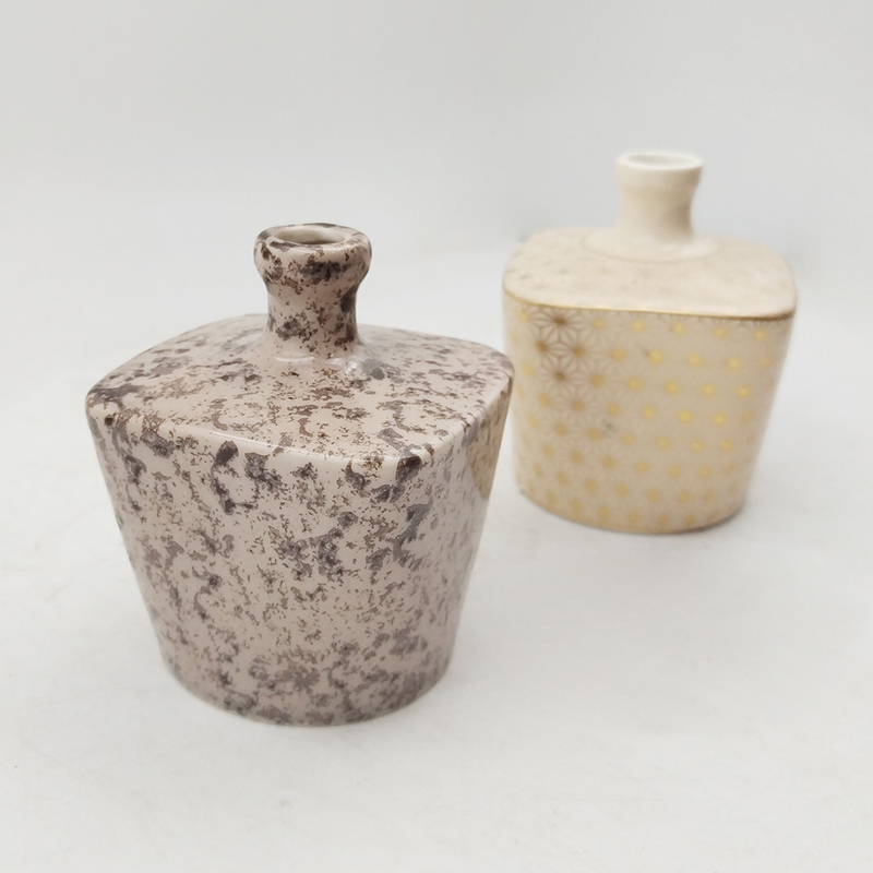 Ensemble de cadeaux de vases en céramique géométrique minimaliste Trapèze et dessins carrés Blanc mat Articles décoratifs pour la maison