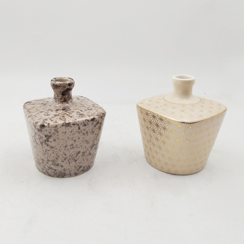 Ensemble de cadeaux de vases en céramique géométrique minimaliste Trapèze et dessins carrés Blanc mat Articles décoratifs pour la maison