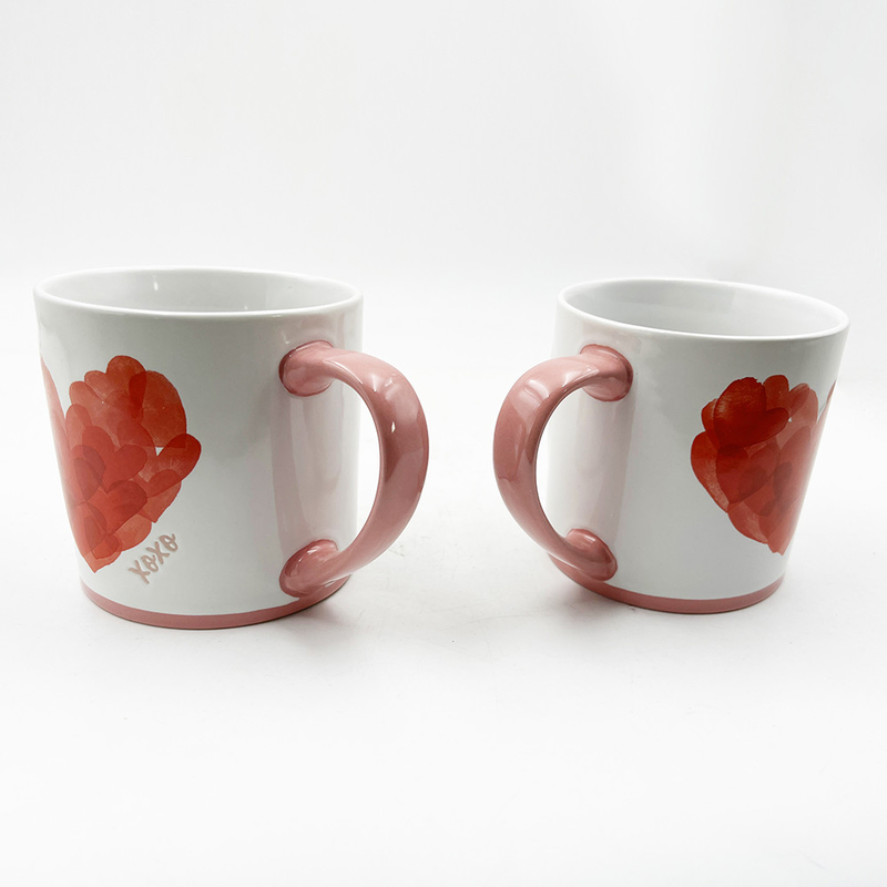 Jour de la Saint-Valentin Coeur peint Produits d'artisanat en céramique Mug Couple Cadeau Pour la maison et le café