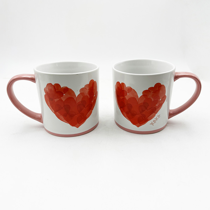 Jour de la Saint-Valentin Coeur peint Produits d'artisanat en céramique Mug Couple Cadeau Pour la maison et le café