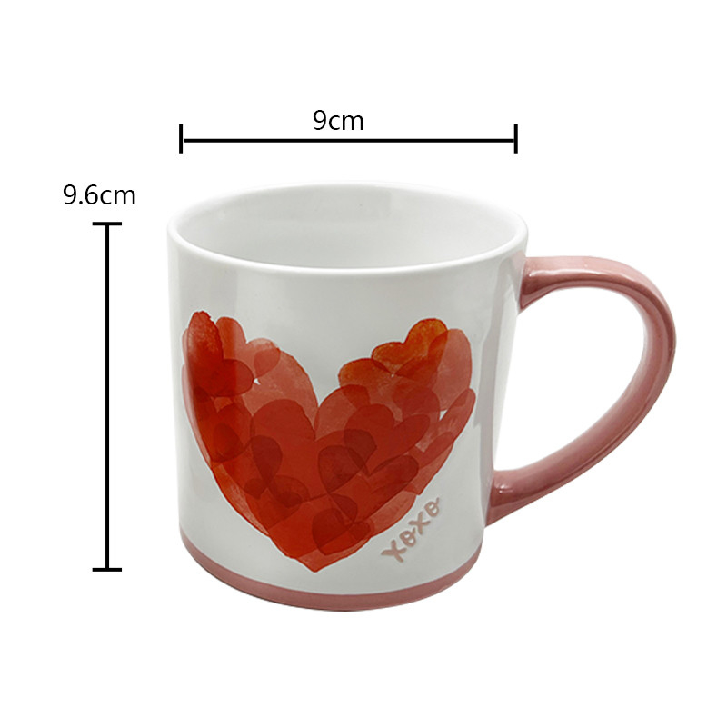 Jour de la Saint-Valentin Coeur peint Produits d'artisanat en céramique Mug Couple Cadeau Pour la maison et le café