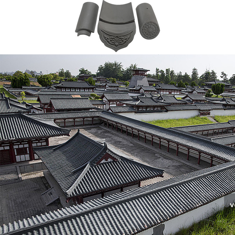 Carreaux de toiture en argile grise chinoise résistant aux intempéries pour les toits traditionnels