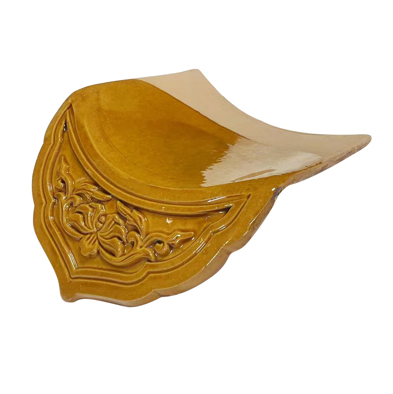 Carreaux de toit en verre chinois élégant glaçage jaune durable pour les toits de style impérial ancien Design moderne