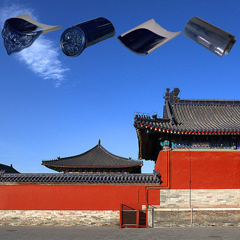 Carreaux de toit chinois vitrés bleu brillant haute durabilité pour les maisons traditionnelles et modernes Matériau de construction