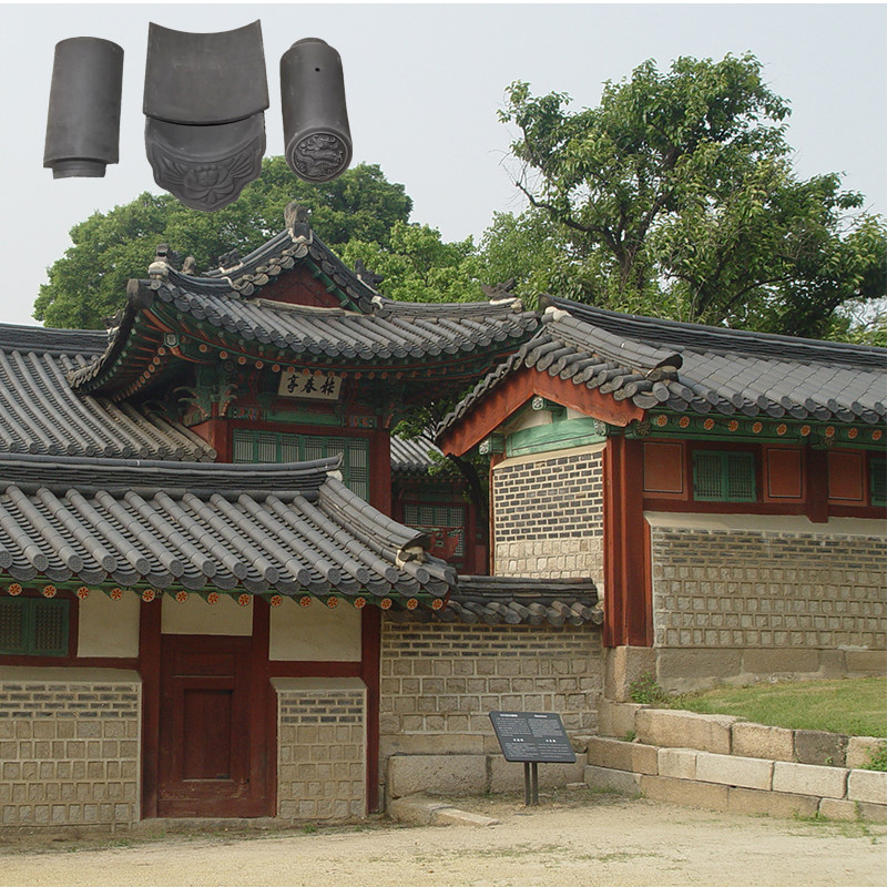 Carreaux de toit en terre cuite chinois anciens Matériau de toiture en argile de style asiatique traditionnel Pour les hôtels Villas