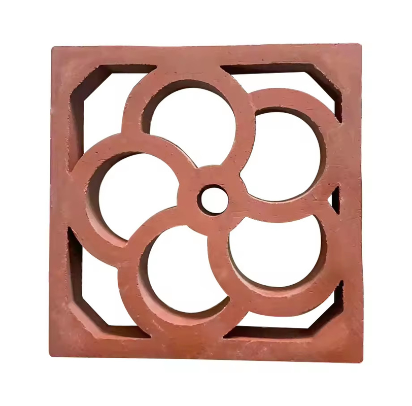 Carreaux de bâtiment décoratifs Écran en terre cuite extérieur Artistique Décoration murale de style traditionnel Briques d'argile rouge creuses