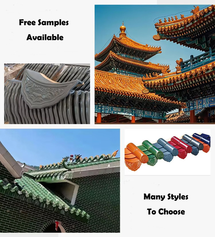 Carreaux de toit de temple chinois en terre cuite classique Variété de tailles et de couleurs