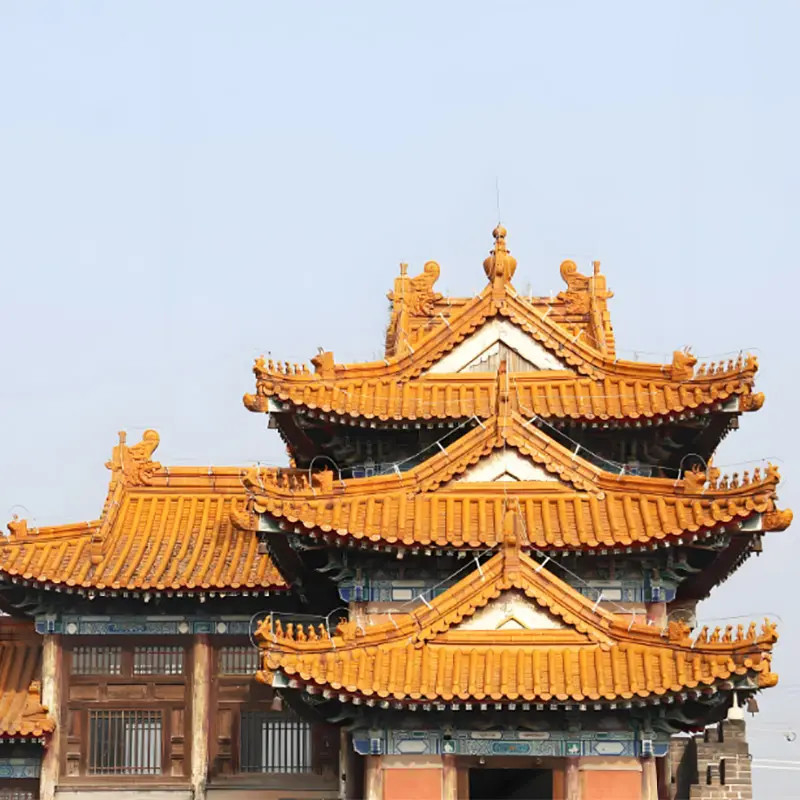 Décoration de toits de toits de tuiles de temples chinois Matériau de construction de l'architecture impériale antique