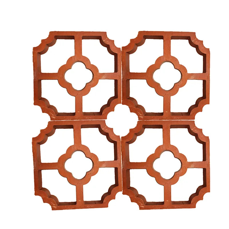 Produit de l'usine 200*200 mm Argile cuite Bloc de brise rouge solide Perforé briques décoratives murales