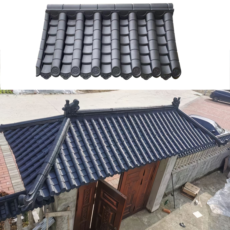 Les carreaux de PVC légers clôture murale prix bon marché maison traditionnelle chinoise artificielle Pp toit ancien