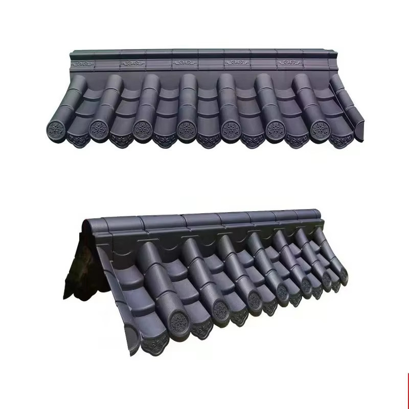 Chine Traditionnel Yin Yang Carreaux de toit en plastique Bardeaux Coréens La feuille de toiture en PVC synthétique