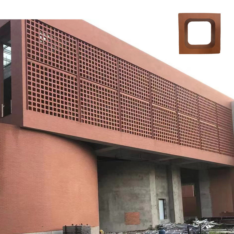 Murs en terre cuite Blocs de brise Isolation thermique 800 degrés Centigrade Briques rouges Matériau de décoration de bâtiment scolaire