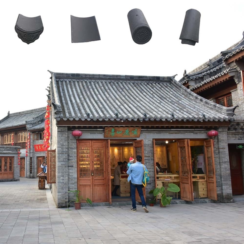 Carreaux et accessoires pour les toits en argile des temples chinois traditionnels 6% Absorption d'eau pour les besoins en matériaux de construction traditionnels