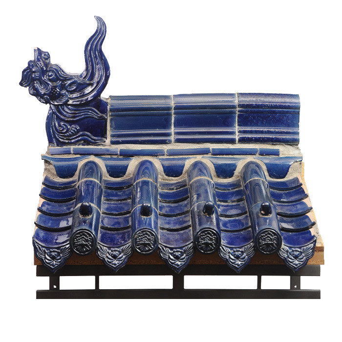 Style de design chinois Fourniture directe de carreaux de toiture en céramique bleu cobalt avec conception traditionnelle de toiture de pagode chinoise