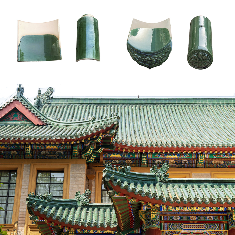 Les toits des temples de Malaisie doivent avoir des carreaux de toits verts en céramique ancienne durables avec une résistance à la compression de 1500N