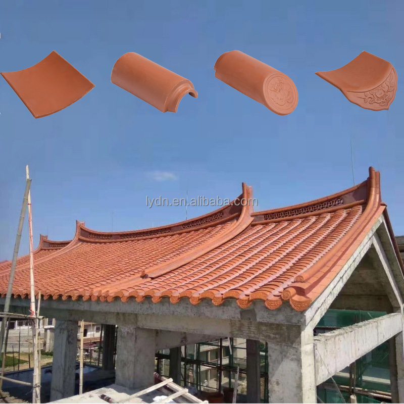Carreaux de toiture en argile rouge naturelle chinoise pour jardin maison de pagode Terracotta Matériau de toiture