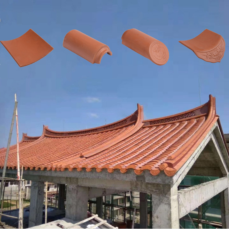 Carreaux de toiture en argile rouge naturelle chinoise pour jardin maison de pagode Terracotta Matériau de toiture