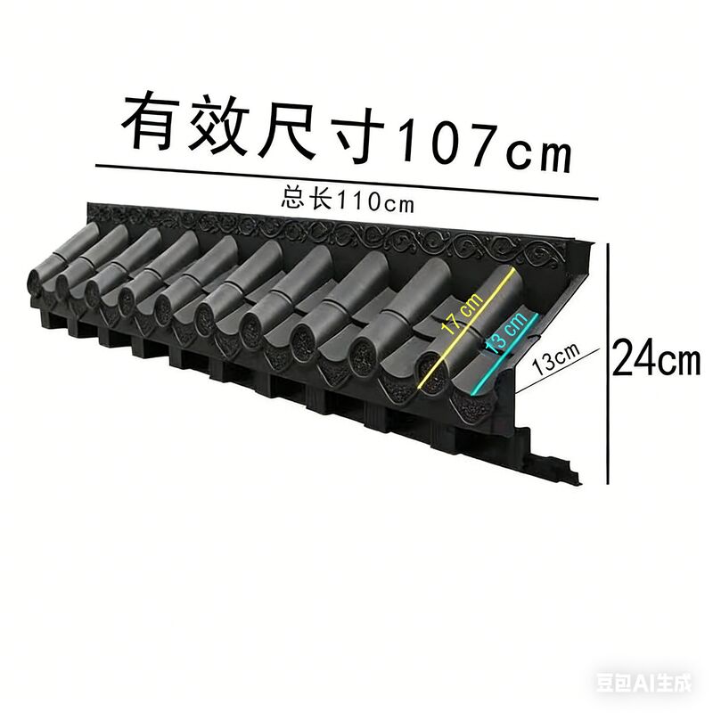 Toiture à avant-toit antique 3D avec étagère, tuiles en plastique PP chinoises asiatiques durables pour projet de nouveau bâtiment de salon de thé