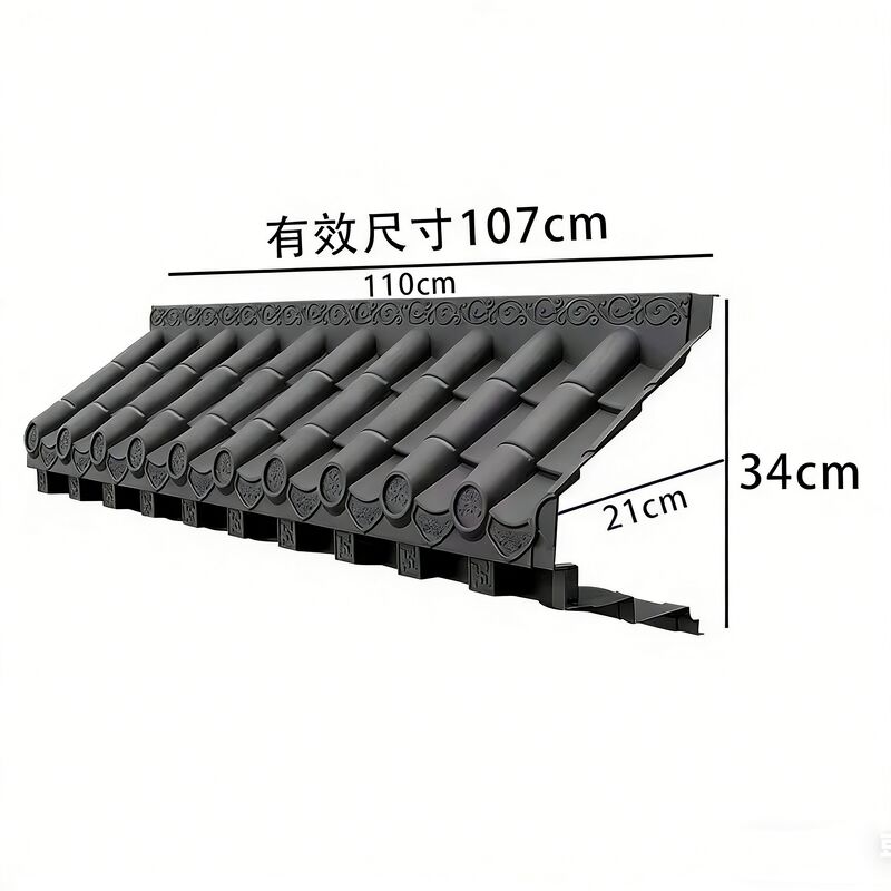 Toiture à avant-toit antique 3D avec étagère, tuiles en plastique PP chinoises asiatiques durables pour projet de nouveau bâtiment de salon de thé