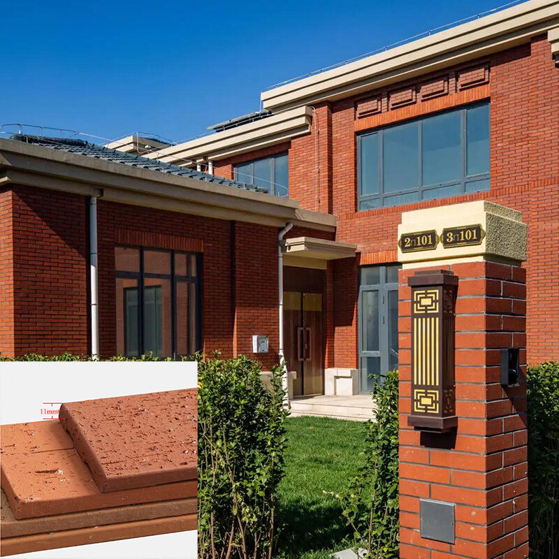 Carrelage mural extérieur en briques anciennes fendues, briques d'argile anciennes pour la décoration murale d'hôtels