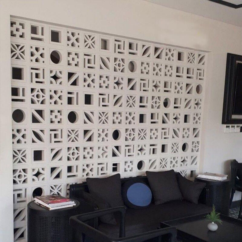 Série linéaire minimaliste Écran en béton blanc Blocs de brise Component de ciment Brique pour les façades modernes