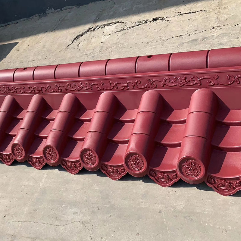 Red Plastic Roof Tile with Traditional Chinese Pottery or Clay Roof Tiles Appearance Interlocking Tiles Easy DIY