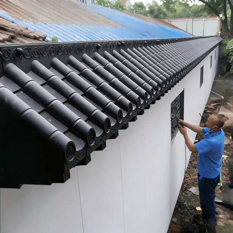 3D antique toit à voûte avec étagère style asiatique chinois carreaux de toit en plastique installation facile