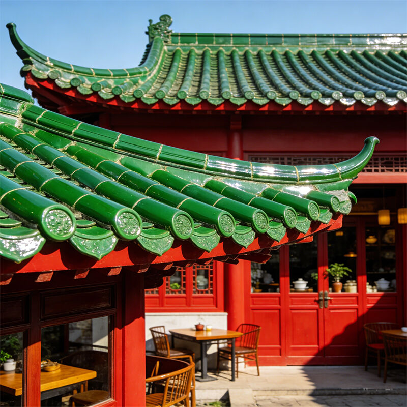 Tuile de toit vernissée verte chinoise en jade, tuile vernissée en argile faite à la main, ignifuge et étanche pour temple asiatique et villa