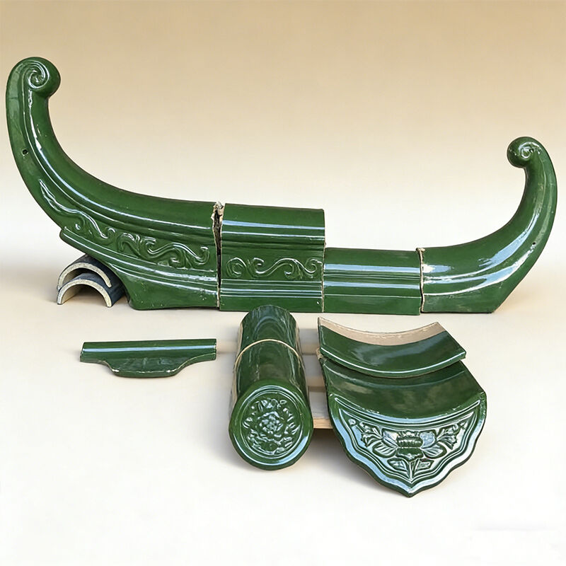 Tuile de toit vernissée verte chinoise en jade, tuile vernissée en argile faite à la main, ignifuge et étanche pour temple asiatique et villa