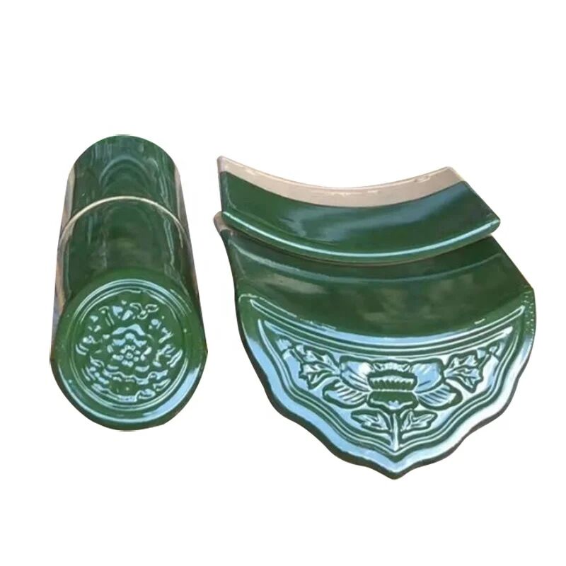 Tuile de toit vernissée verte chinoise en jade, tuile vernissée en argile faite à la main, ignifuge et étanche pour temple asiatique et villa