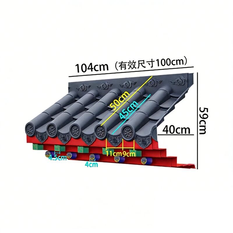 Plastic Shingles Thick Colorful Painting Polypropylene Roof Tile Chinese Classical Asian House Roof Decoration