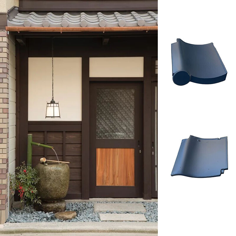 Carreaux de toiture en argile de style japonais à l'épreuve de l'eau Carreaux de toiture en céramique durable pour la décoration de la cour du temple Villa
