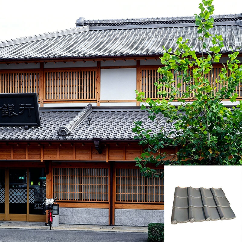 Carreaux de toiture en céramique japonaise traditionnelle gris fumé finition vitrée gable gauche carreaux de toiture japonais authentiques Kawara