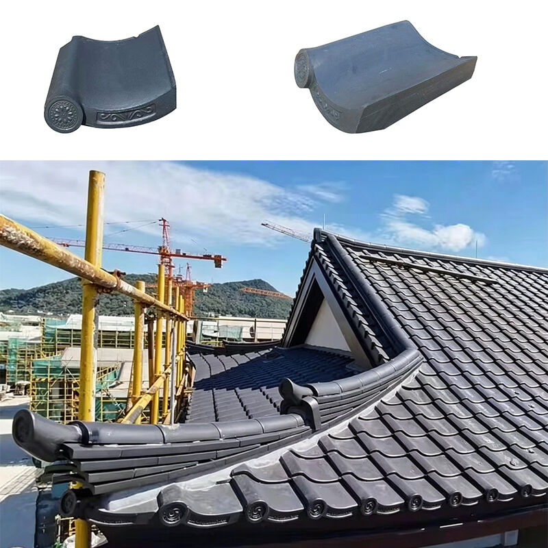 Fabricant Zanwa Carreaux de toit de villa de style japonais chinois en gros Carreaux de céramique en forme de bambou ondulé