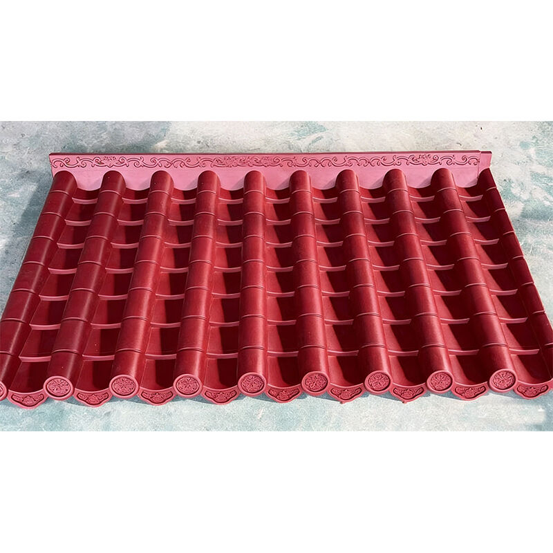 Tuile de toit en plastique rouge PP Antique classique chinoise, tuile en résine de Protection UV Durable pour l'architecture, toit de pavillon de cour