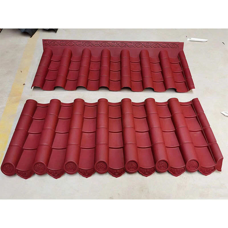 Tuile de toit en plastique rouge PP Antique classique chinoise, tuile en résine de Protection UV Durable pour l'architecture, toit de pavillon de cour