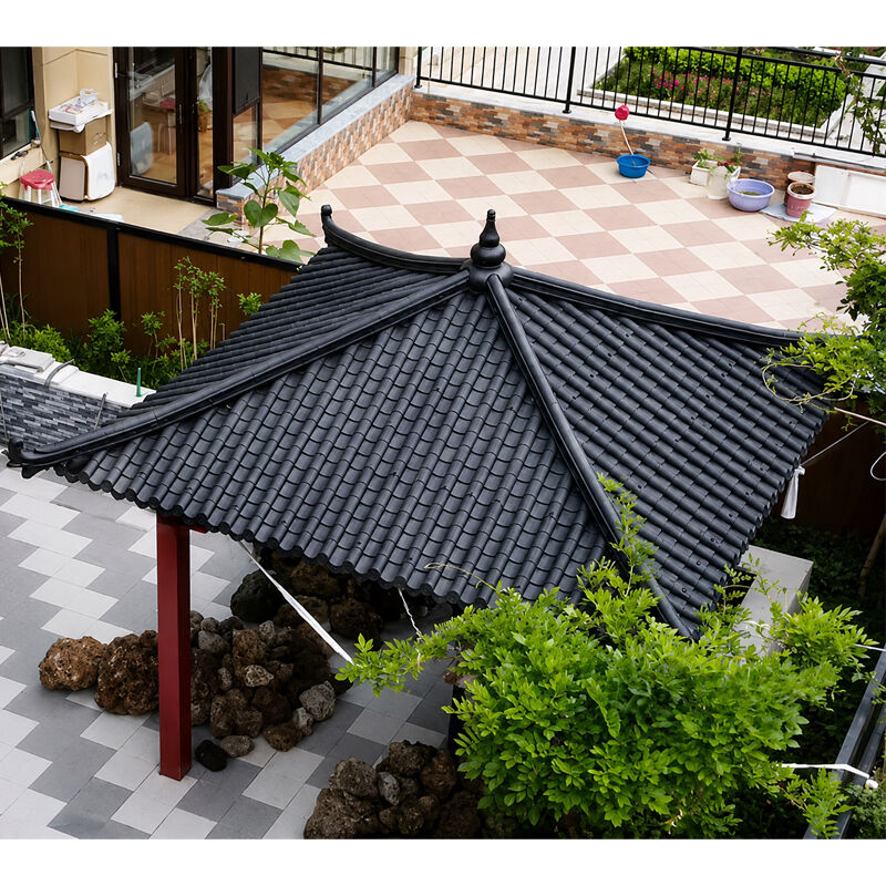 Carreaux de toiture en plastique de résine synthétique ASA Plaque de toiture en PVC Carreaux en céramique à la recherche de villas résidentielles Gazebo Toiture de bâtiment extérieur