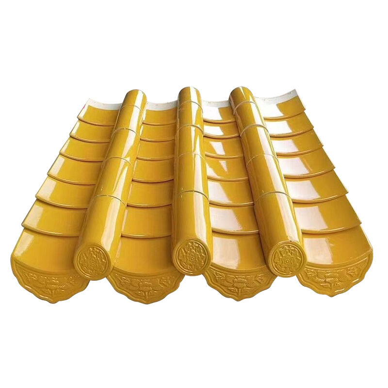 Tuile de toit émaillée jaune impérial Carreau de céramique antique de style chinois authentique pour toiture de villa de palais de temple Durable et résistant aux intempéries