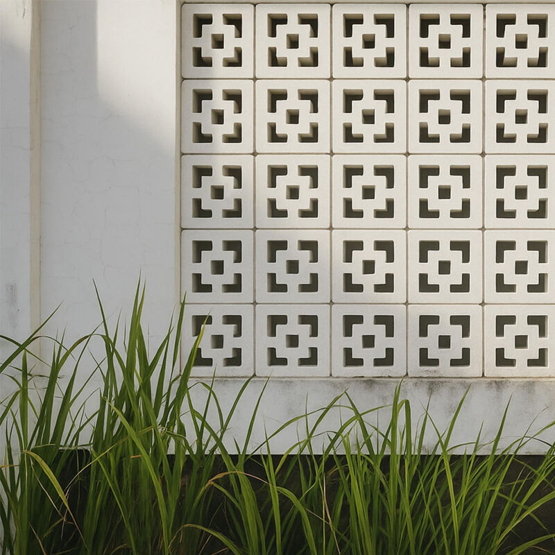 Blocs de béton décoratifs en blocs de brise, unités de maçonnerie en béton, blocs de béton décoratifs à motifs carrés comme accent de conception, revêtement d'ombre