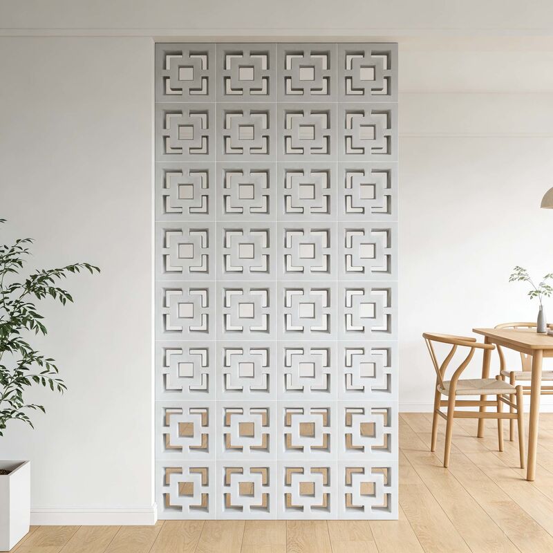 Blocs de béton décoratifs en blocs de brise, unités de maçonnerie en béton, blocs de béton décoratifs à motifs carrés comme accent de conception, revêtement d'ombre