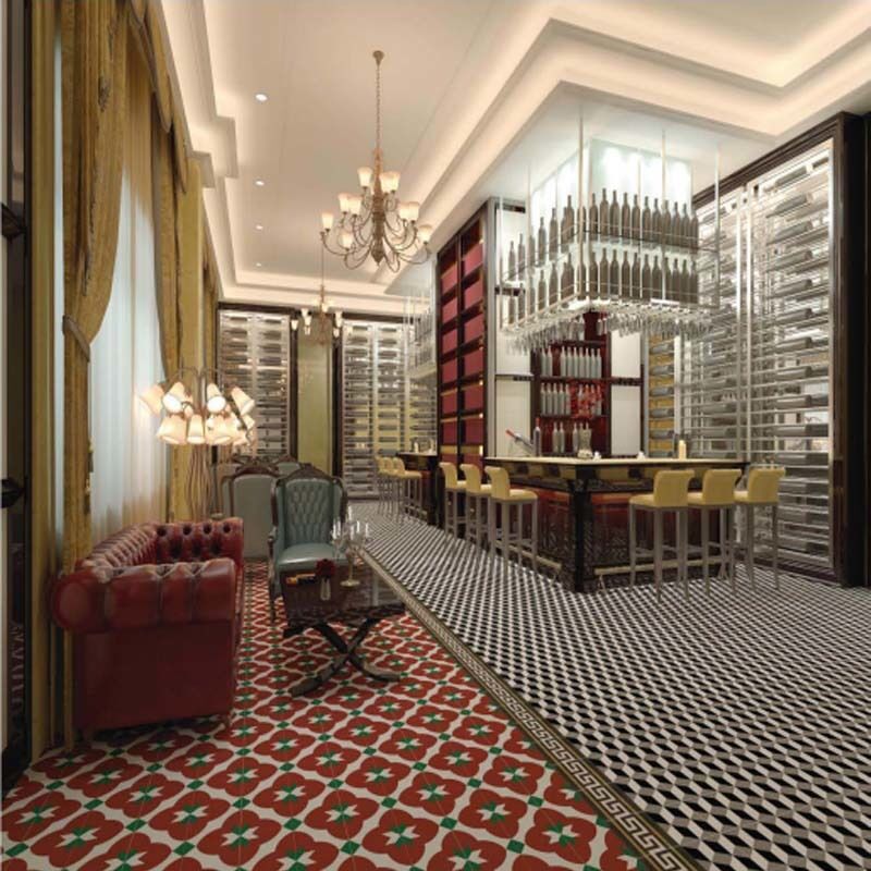 European Retro Handmade Mosaic Cement Tiles 200*200*16mm 3D Cube Illusion Tile For Indoor Outdoor Floor Wall Feature Wall Decor