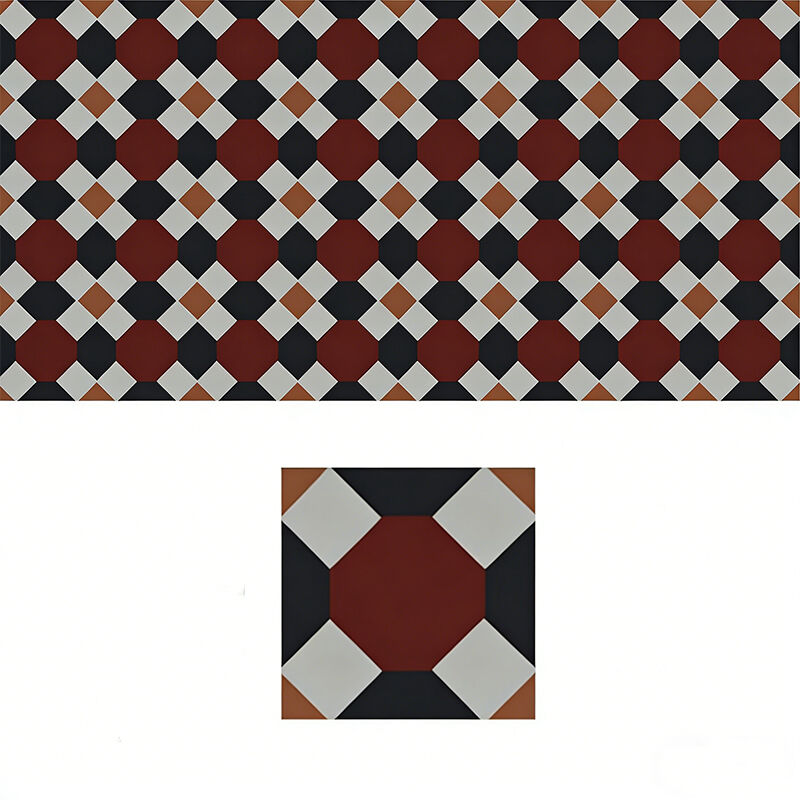 Plancher de salle de bain en ciment personnalisé Designs de carreaux de mur 200 * 200 mm Modèle géométrique Carreaux d'accent intérieurs modernes avec bordures